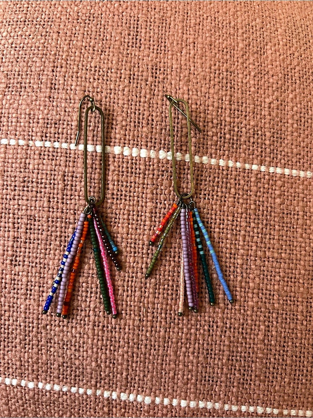 Multicolor & Gold Beaded Dangle Earrings